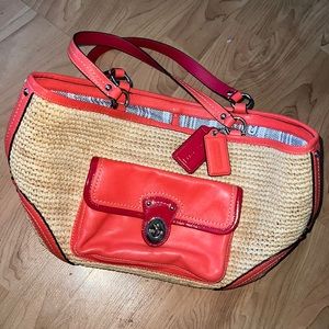 Coral/Pink Coach Tote Purse